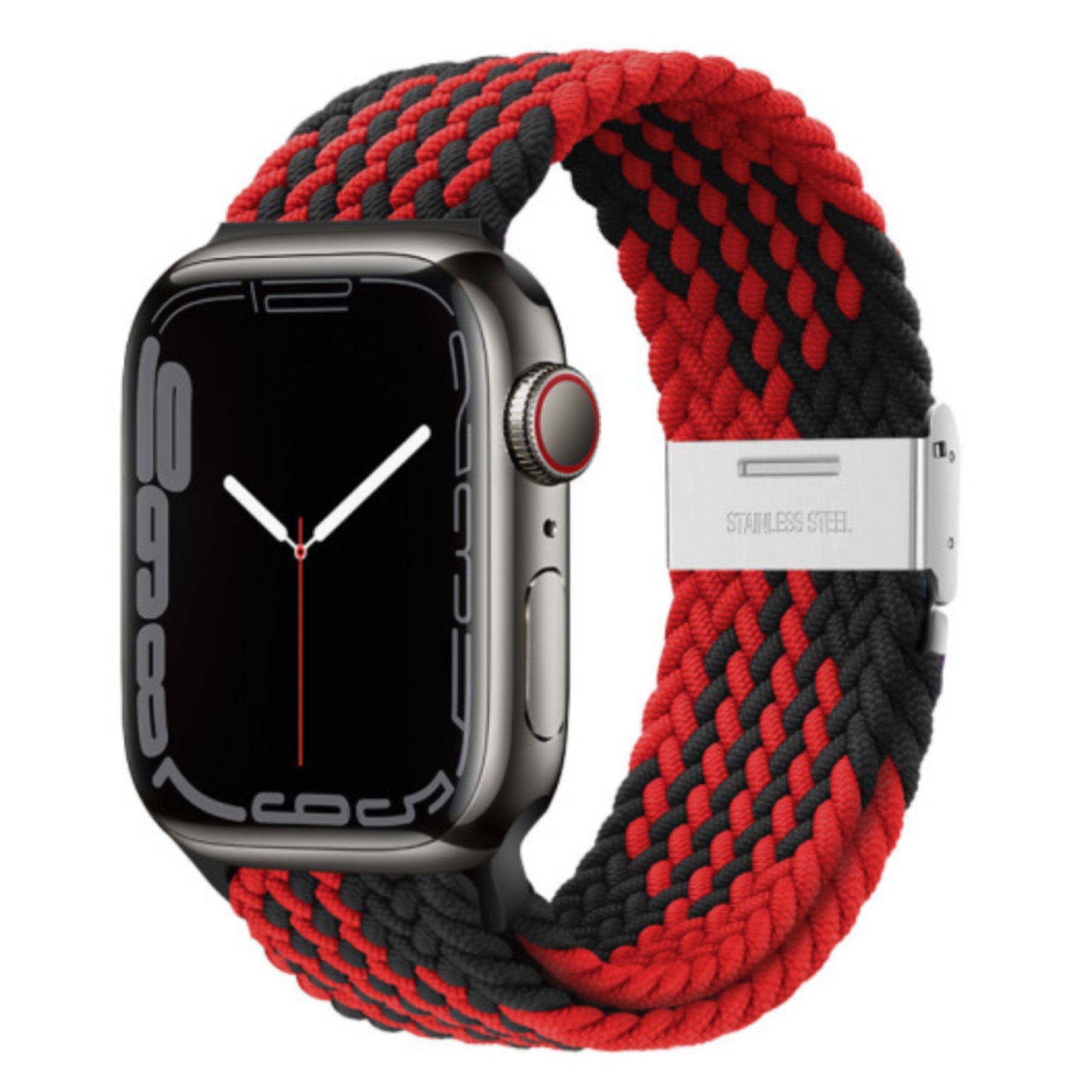 Apple Watch braided loop adjustable - black red