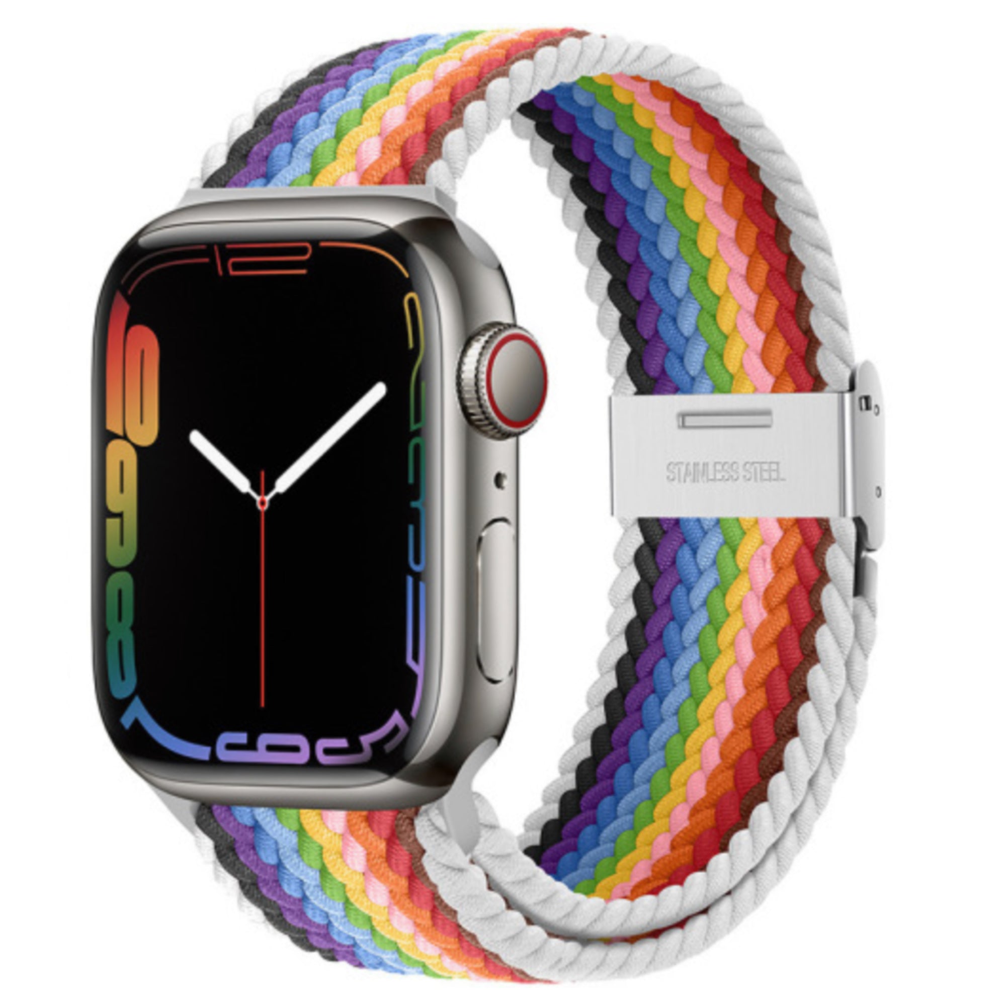 Apple Watch braided loop adjustable - rainbow white