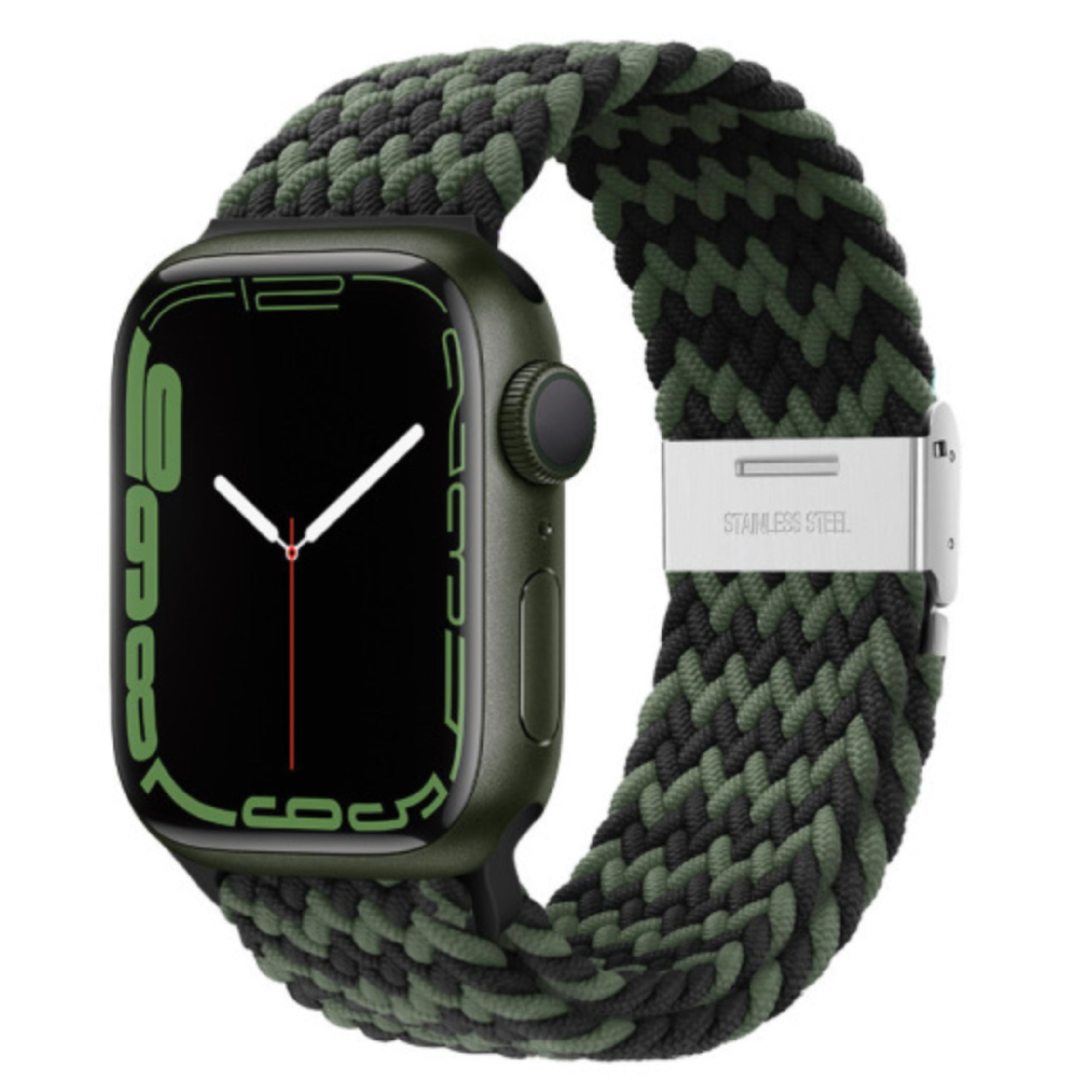 Apple Watch braided loop adjustable - green black