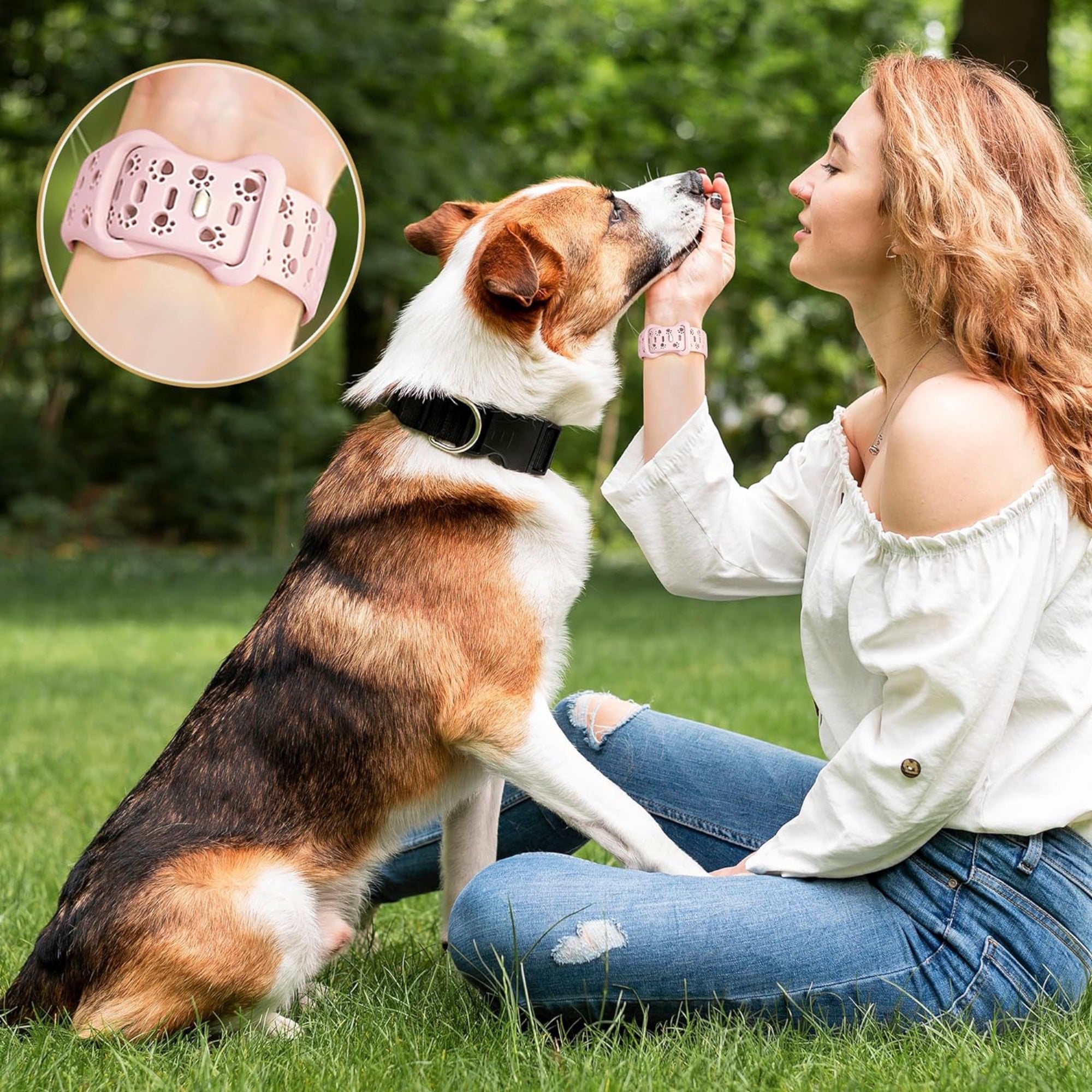 Apple Watch silicone dog paw strap - pink