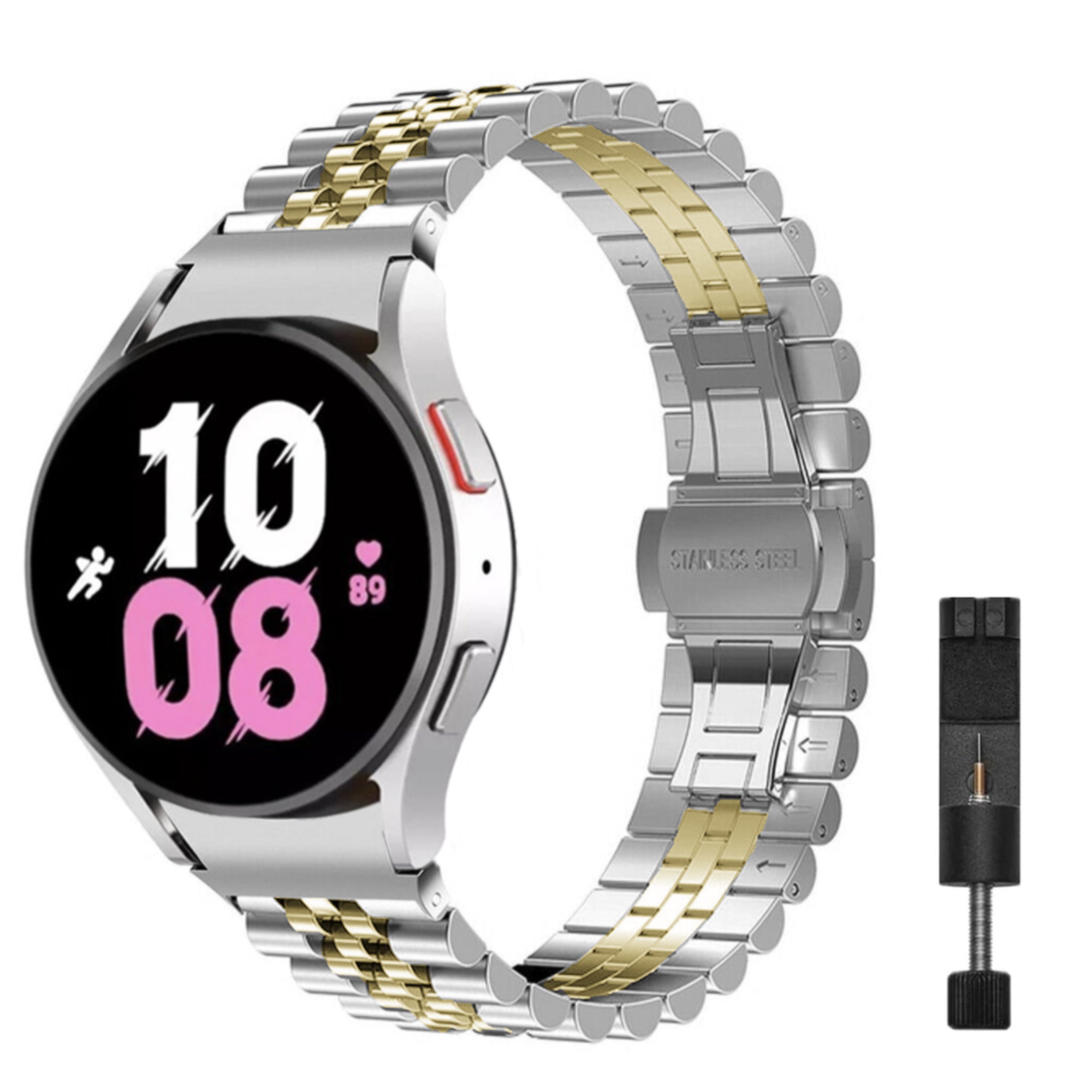 Samsung Galaxy Watch jubilee strap for watch 4/5/5pro - silver gold