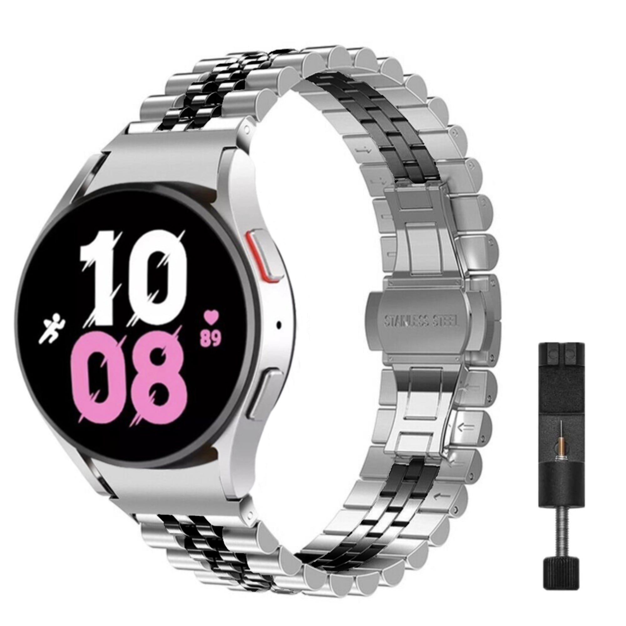 Samsung Galaxy Watch jubilee strap for watch 6 & 7 - silver black