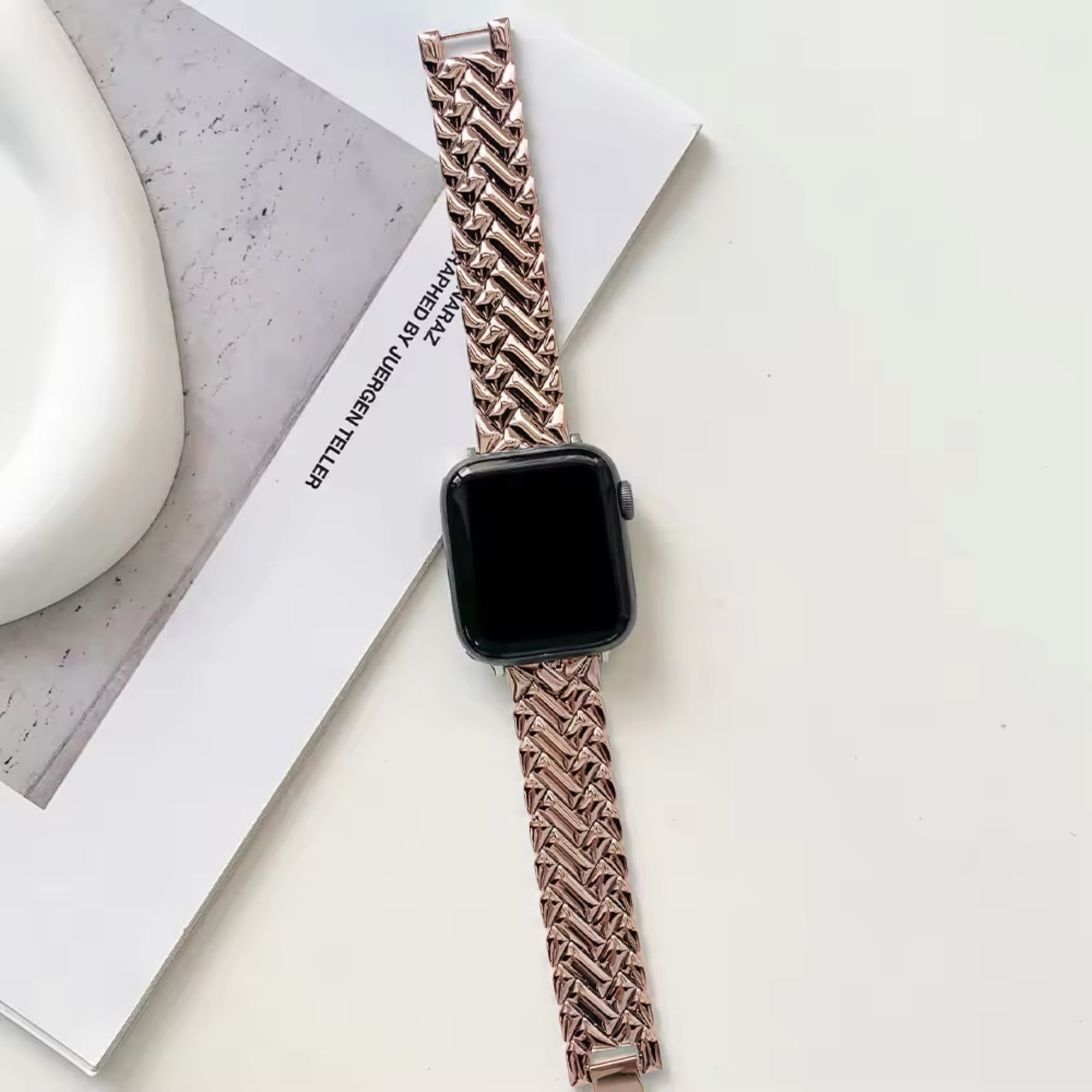 Apple Watch herringbone slim strap - rose gold