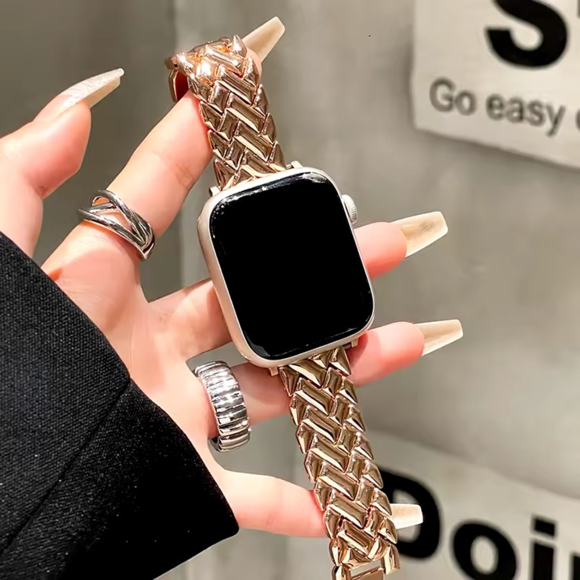 Apple Watch herringbone slim strap - rose gold