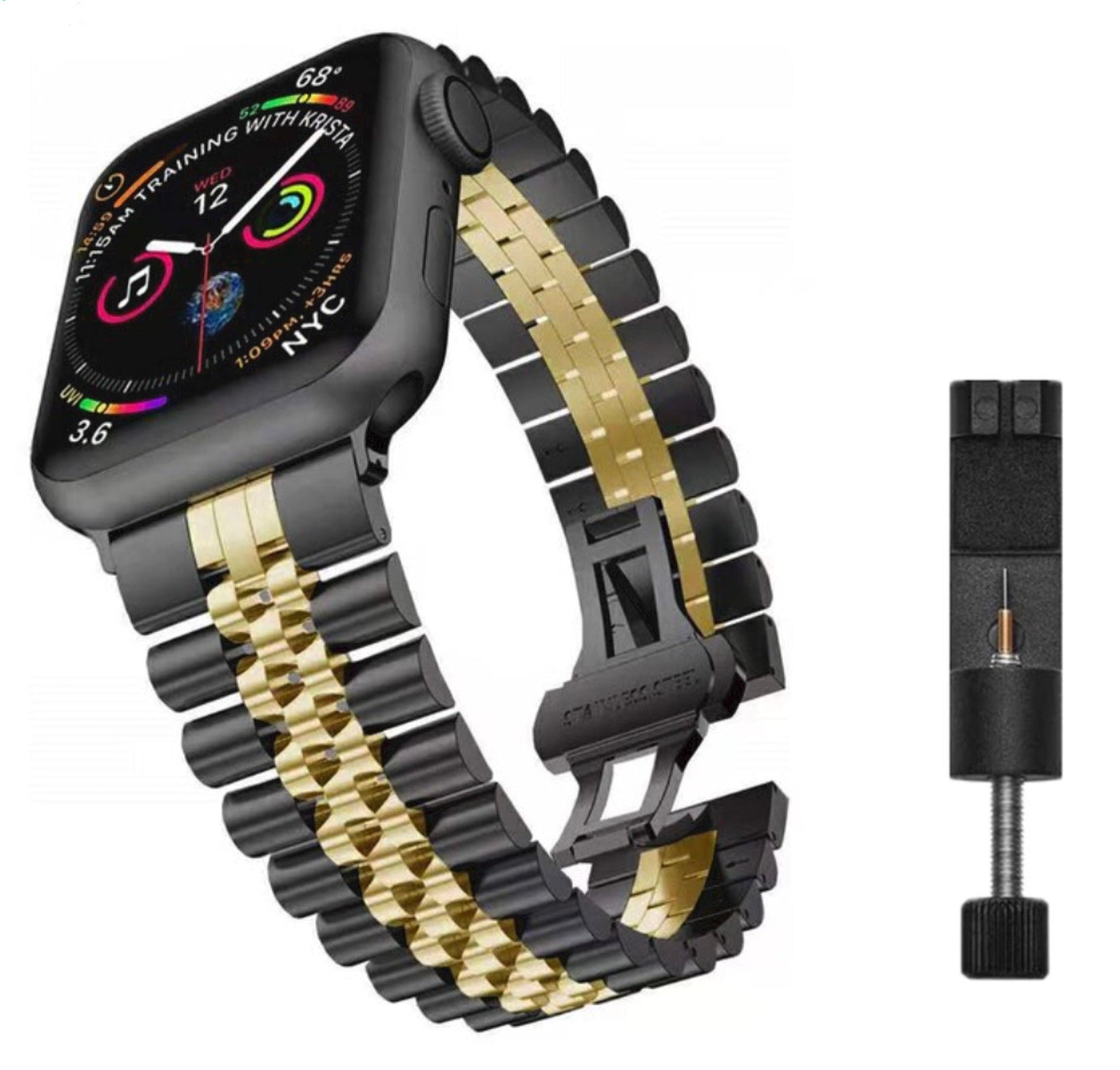 Apple Watch steel jubilee band - black gold