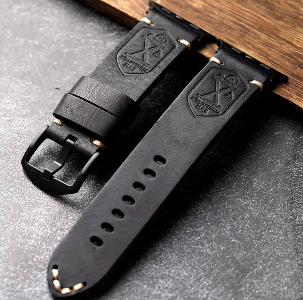 Apple Watch leather vintage band - black