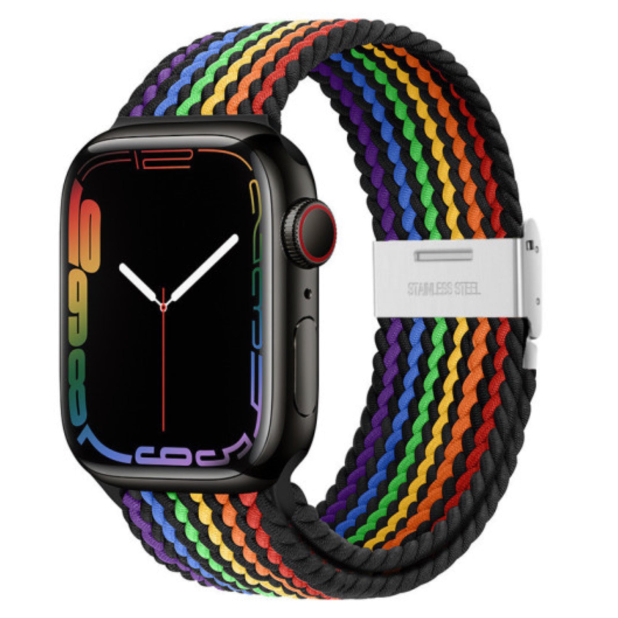 Apple Watch braided loop adjustable - rainbow stripe