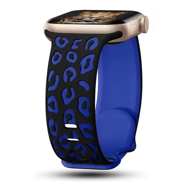 Apple Watch silicone panther strap - black blue