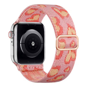 Apple Watch nylon strap adjustable - red flowers