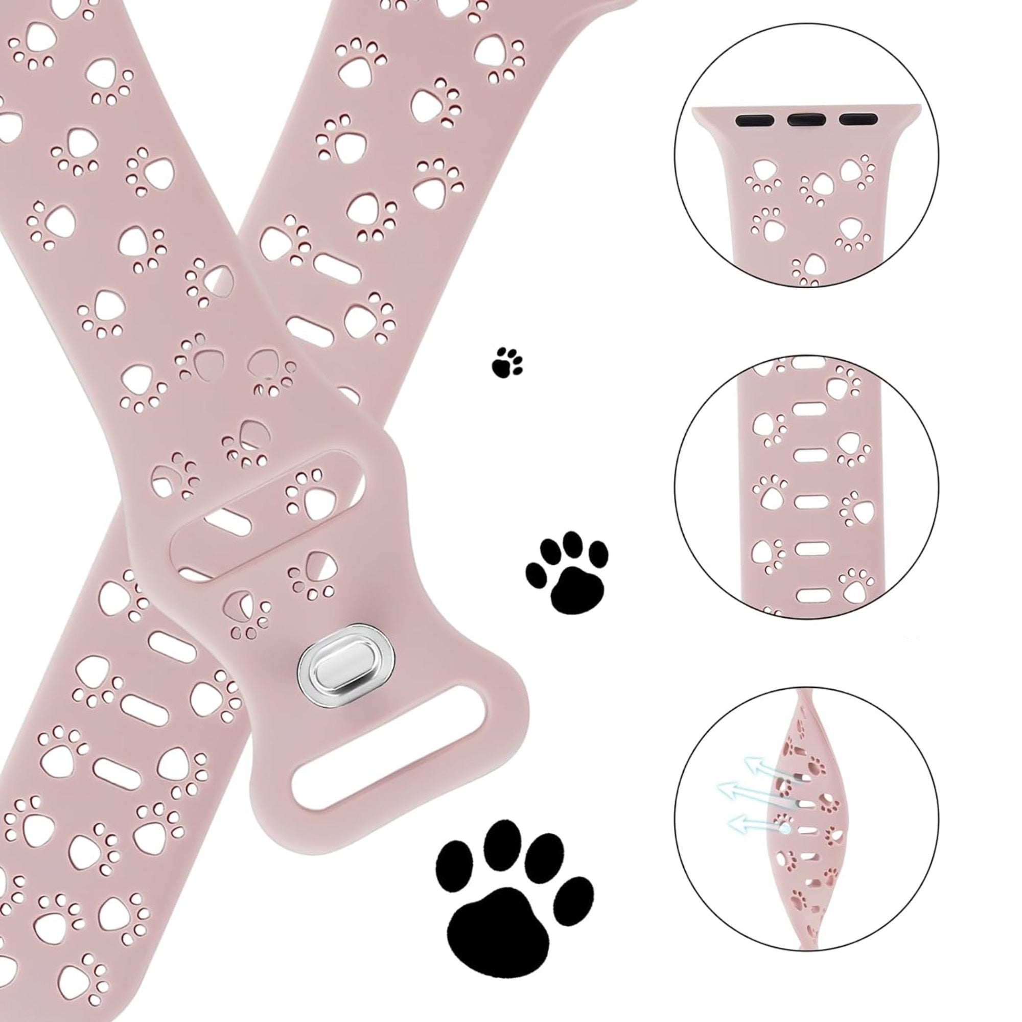 Apple Watch Hundepfotenarmband aus Silikon – Rosa