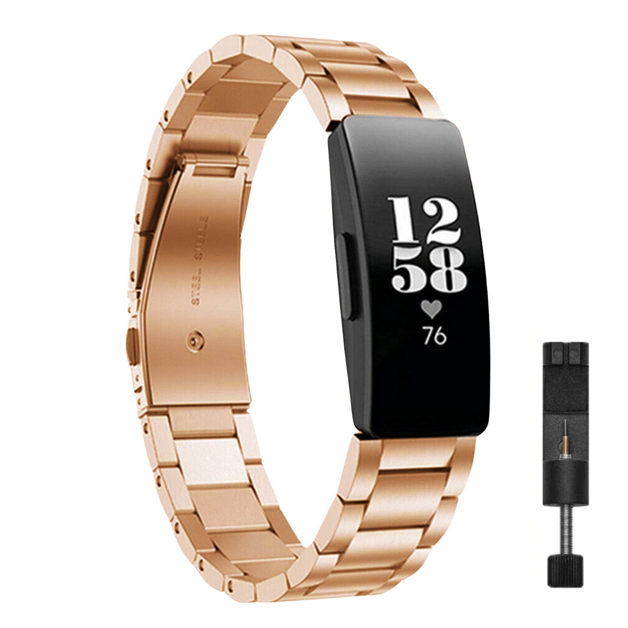 Fitbit inspire steel strap - rose gold