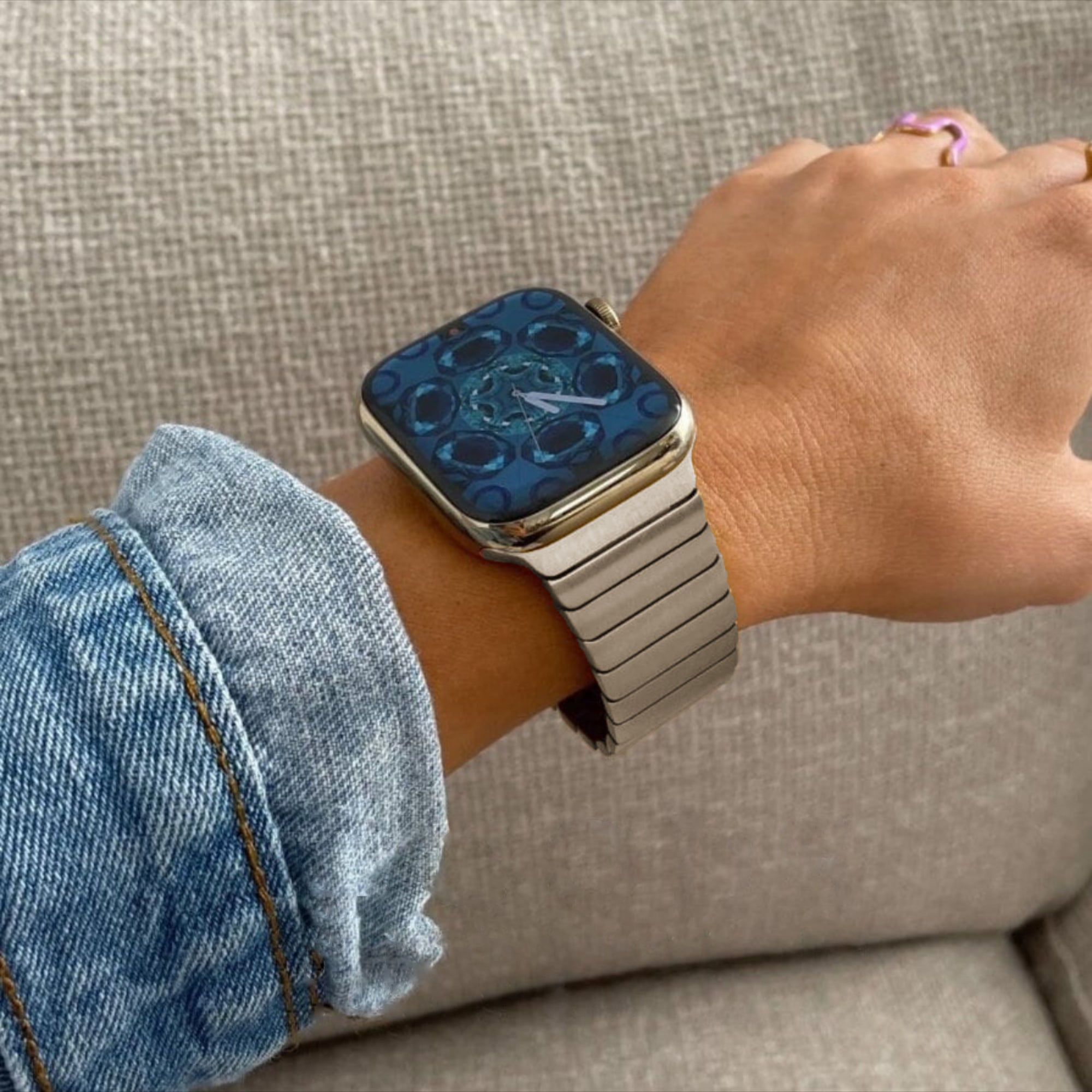 Apple Watch steel link strap - starlight