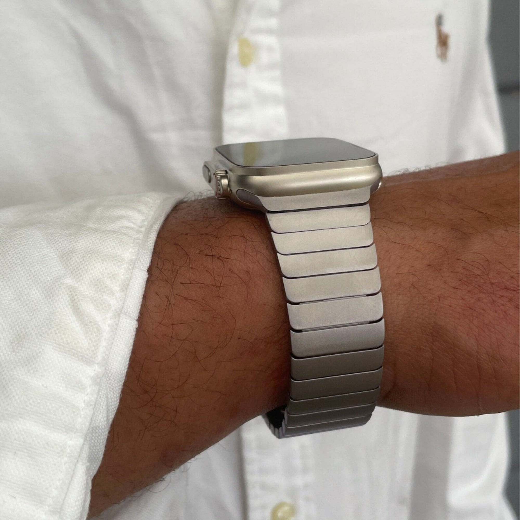 Apple Watch steel link strap - starlight
