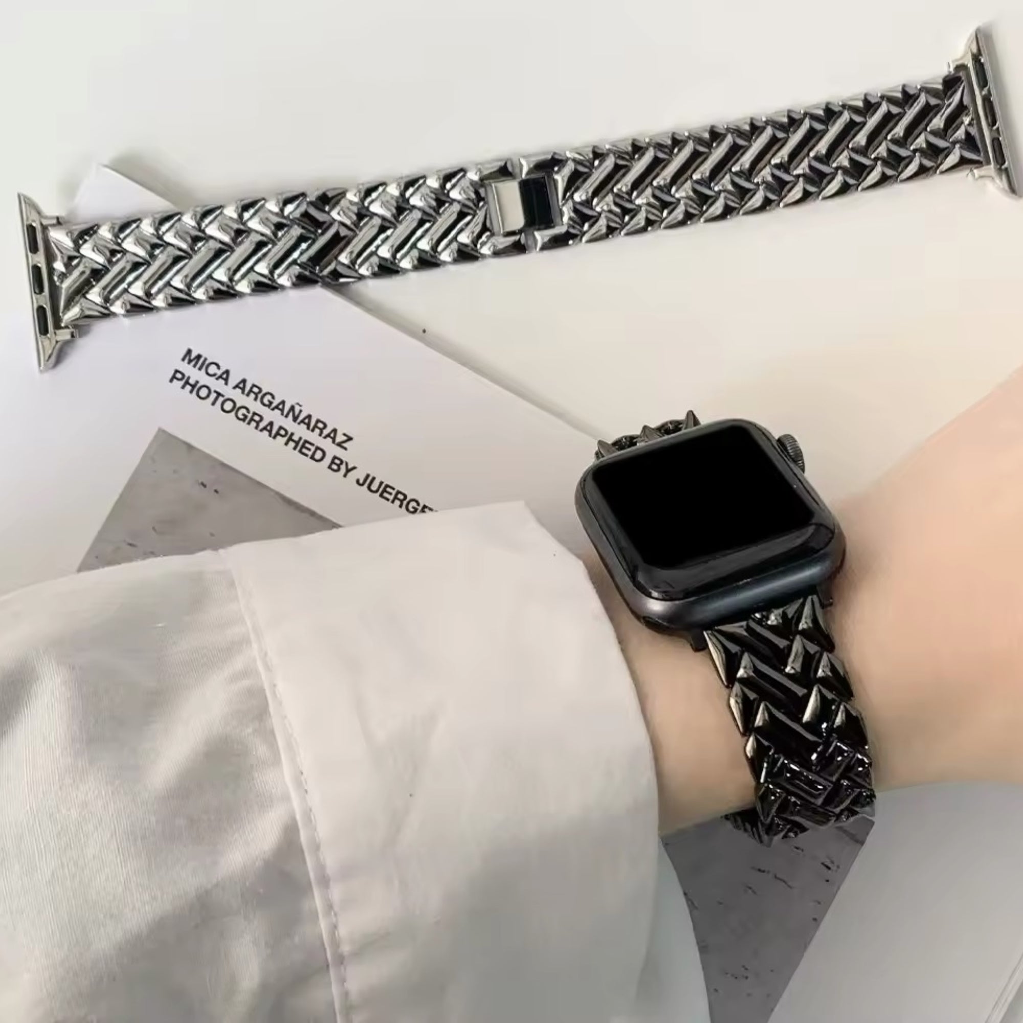 Apple Watch visgraat slim bandje - zwart