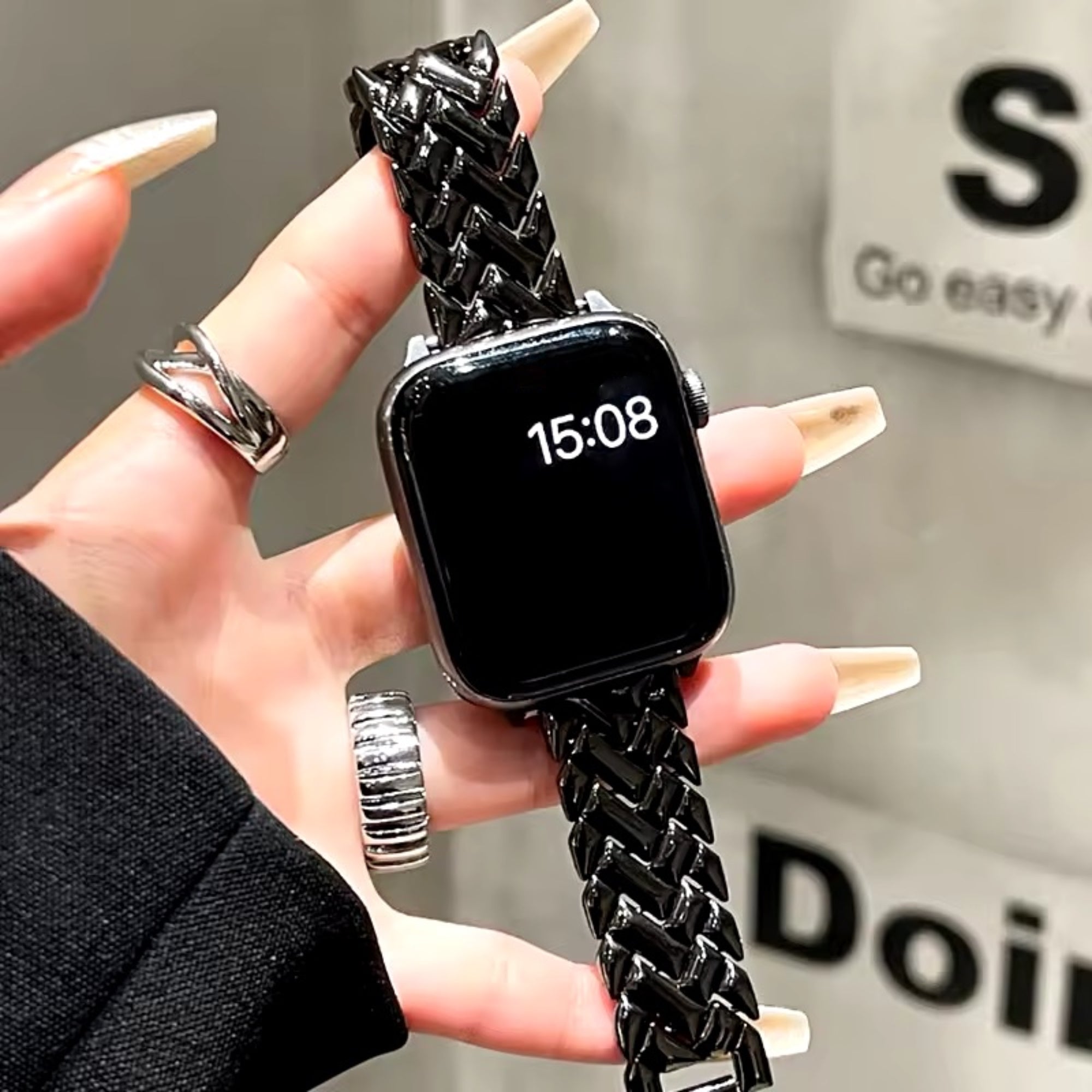 Apple Watch visgraat slim bandje - zwart