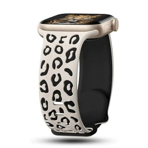Apple Watch silicone panther strap - white black