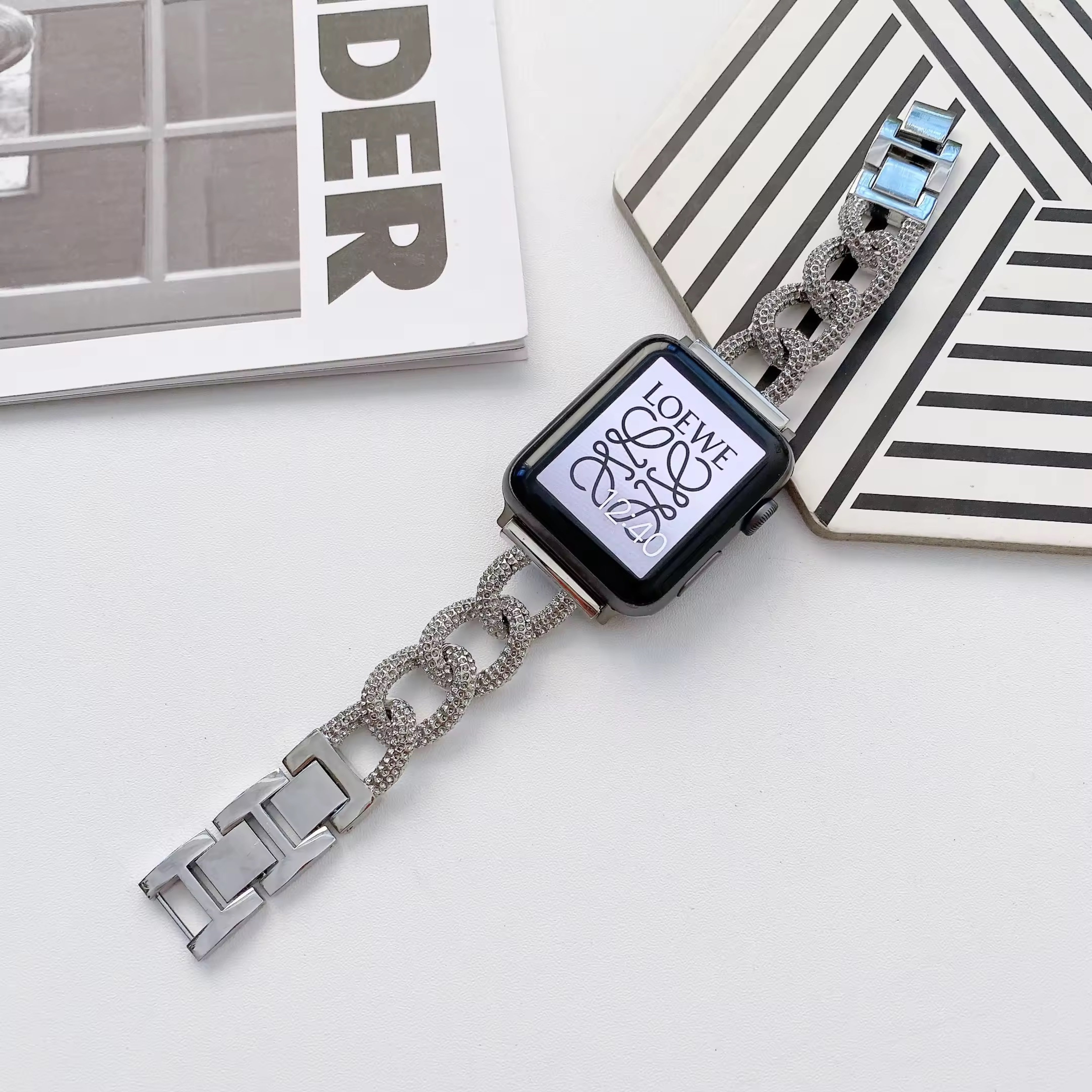 Apple Watch inspired chain strap - silver
