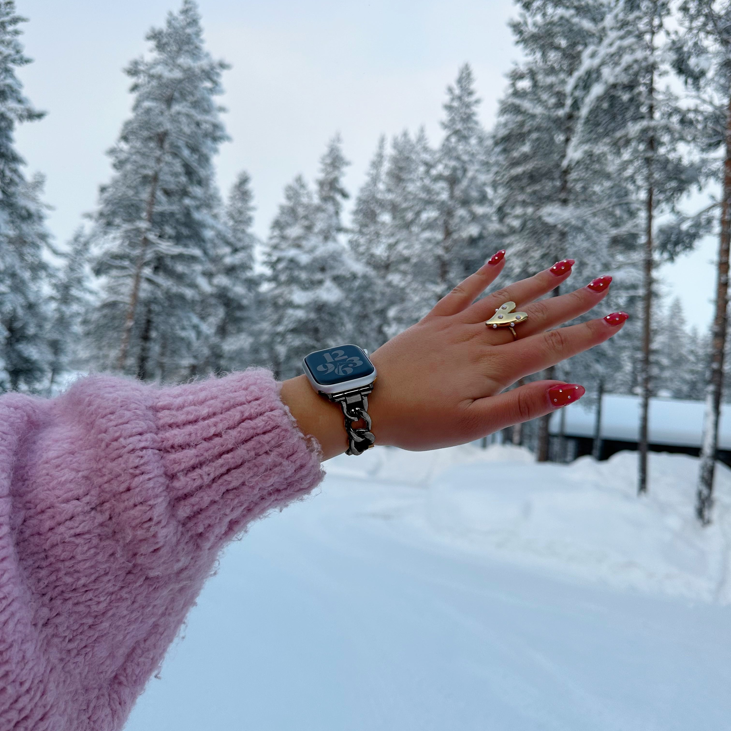 Kettengliederarmband für die Apple Watch – Schwarz