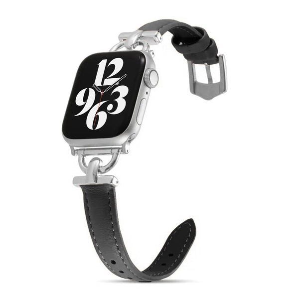 Apple Watch slim leren band - zwart
