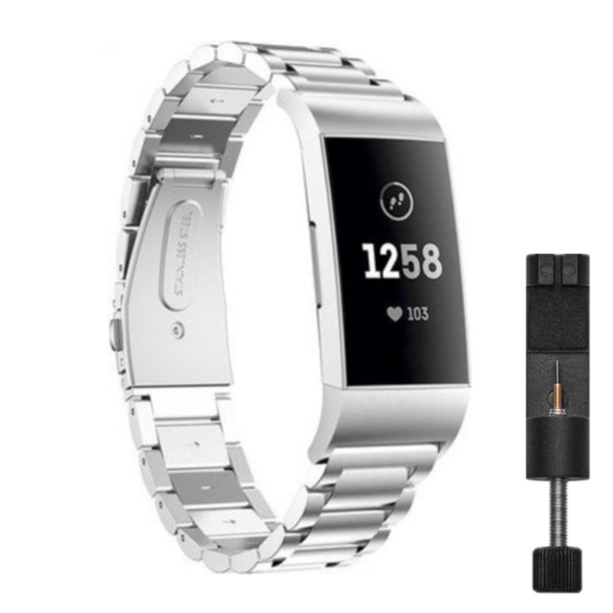 Fitbit charge 3/4 link band - silver