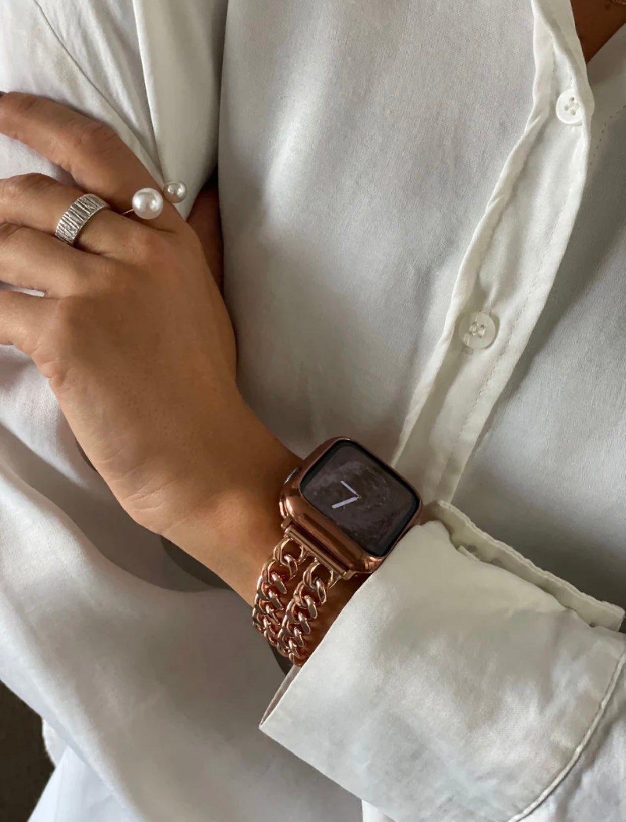 Apple Watch dubbel ketting schakel bandje - rosé