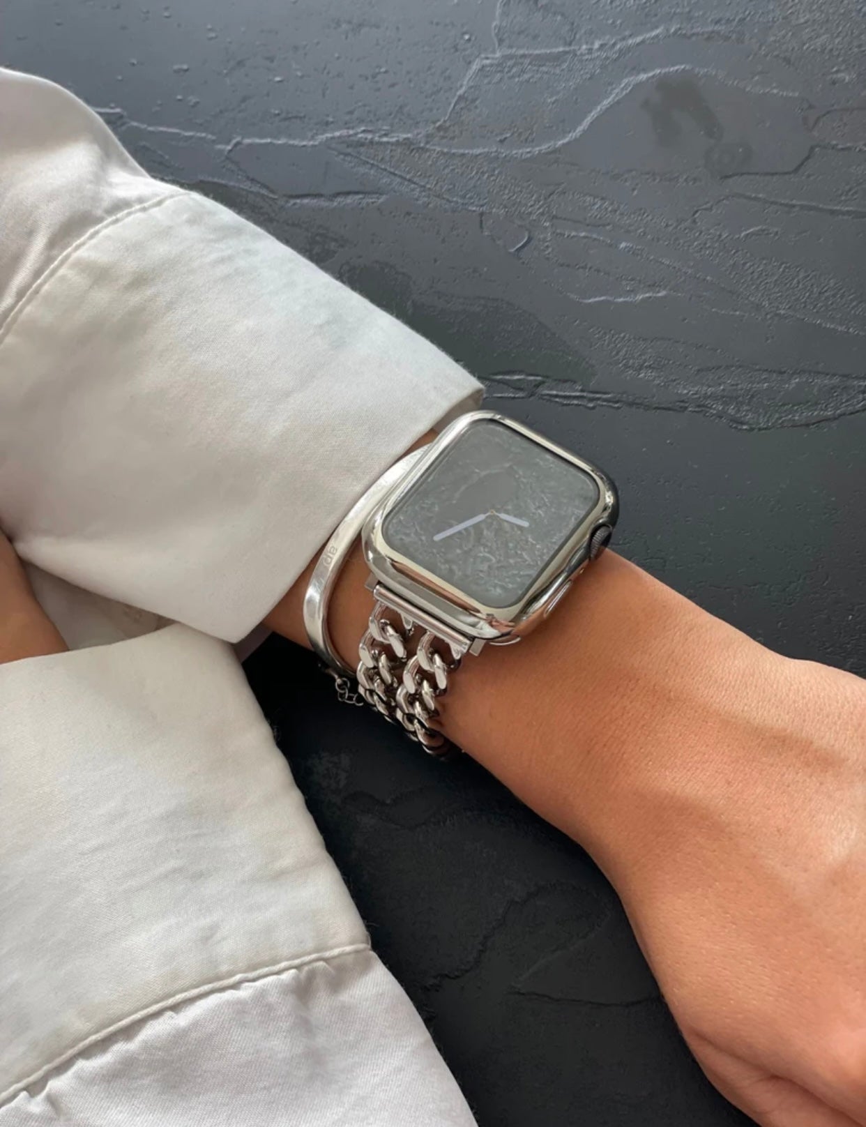 Apple Watch double chain link strap - silver