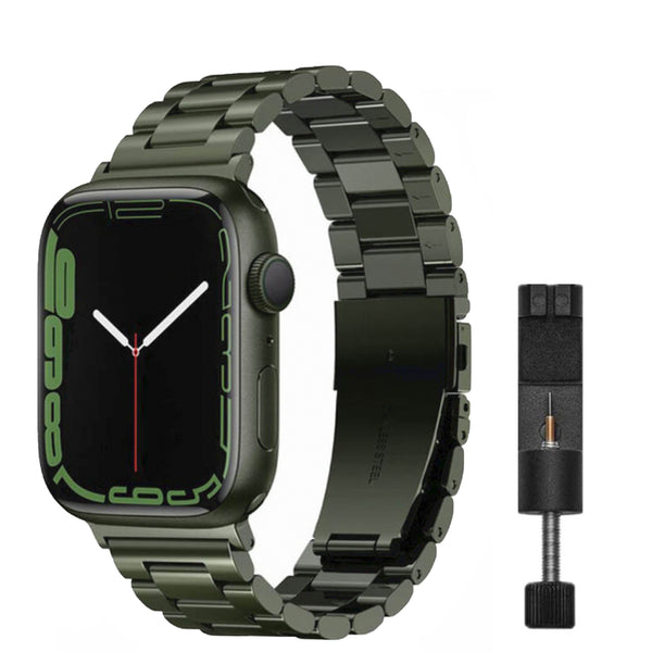 Apple Watch stalen schakel band - army green