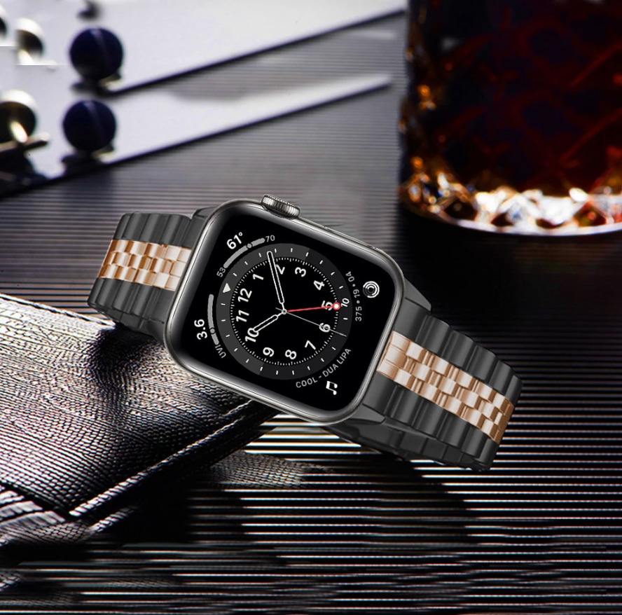 Apple Watch Stahl-Jubiläumsarmband – schwarze Rose