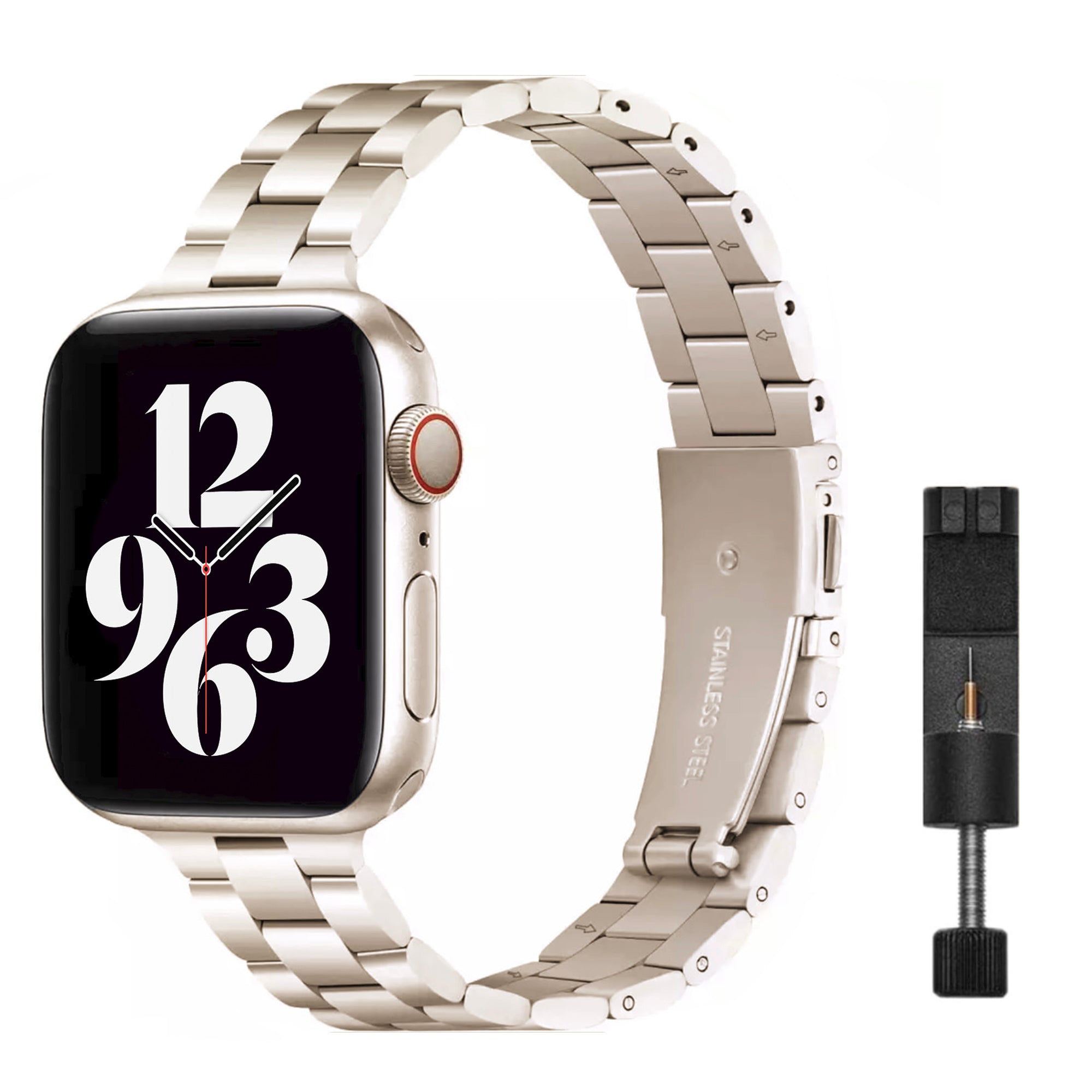 Apple Watch steel link strap slim - starlight 