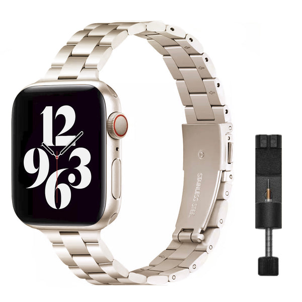 Apple Watch Stahlgliederarmband schlank – Sternenlicht 