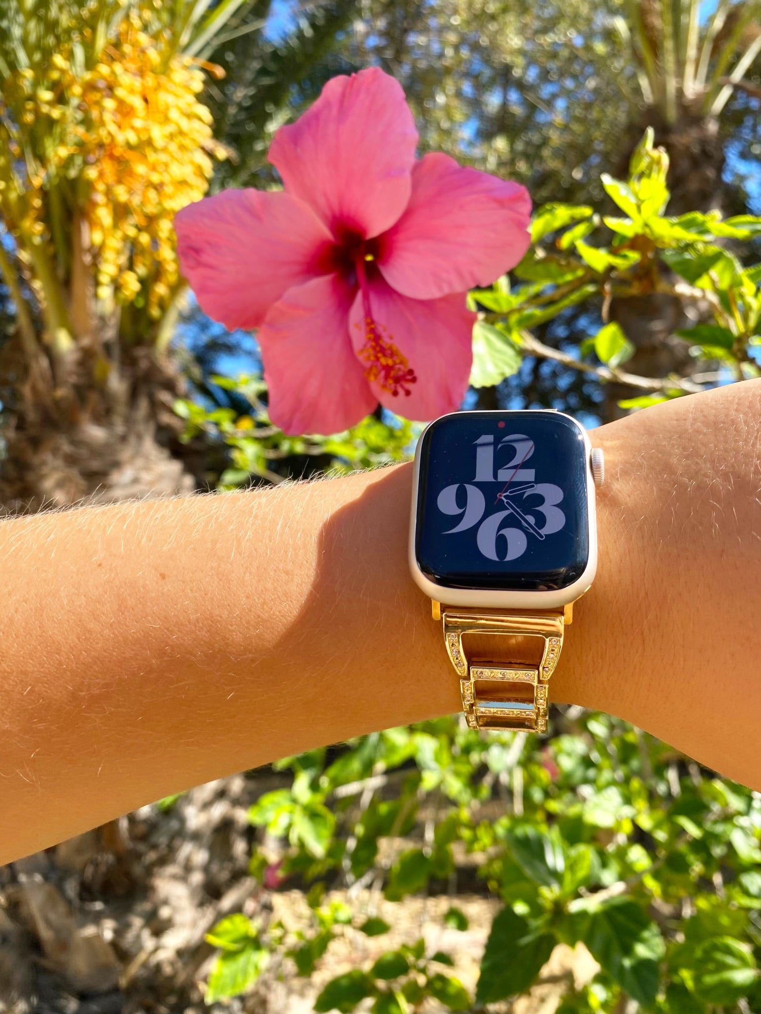 Apple Watch diamond open schakel bandje - goud