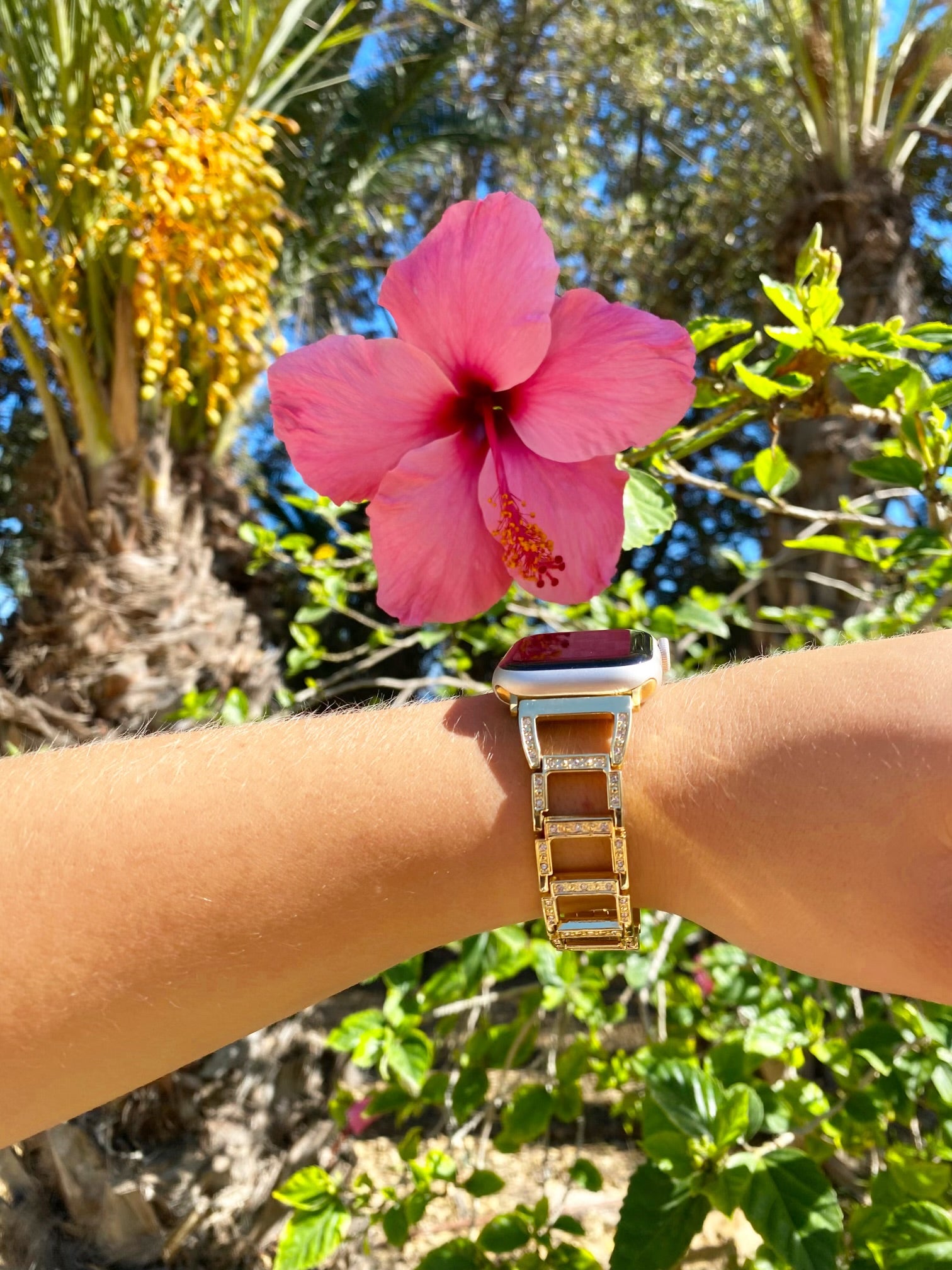 Apple Watch diamond open schakel bandje - goud
