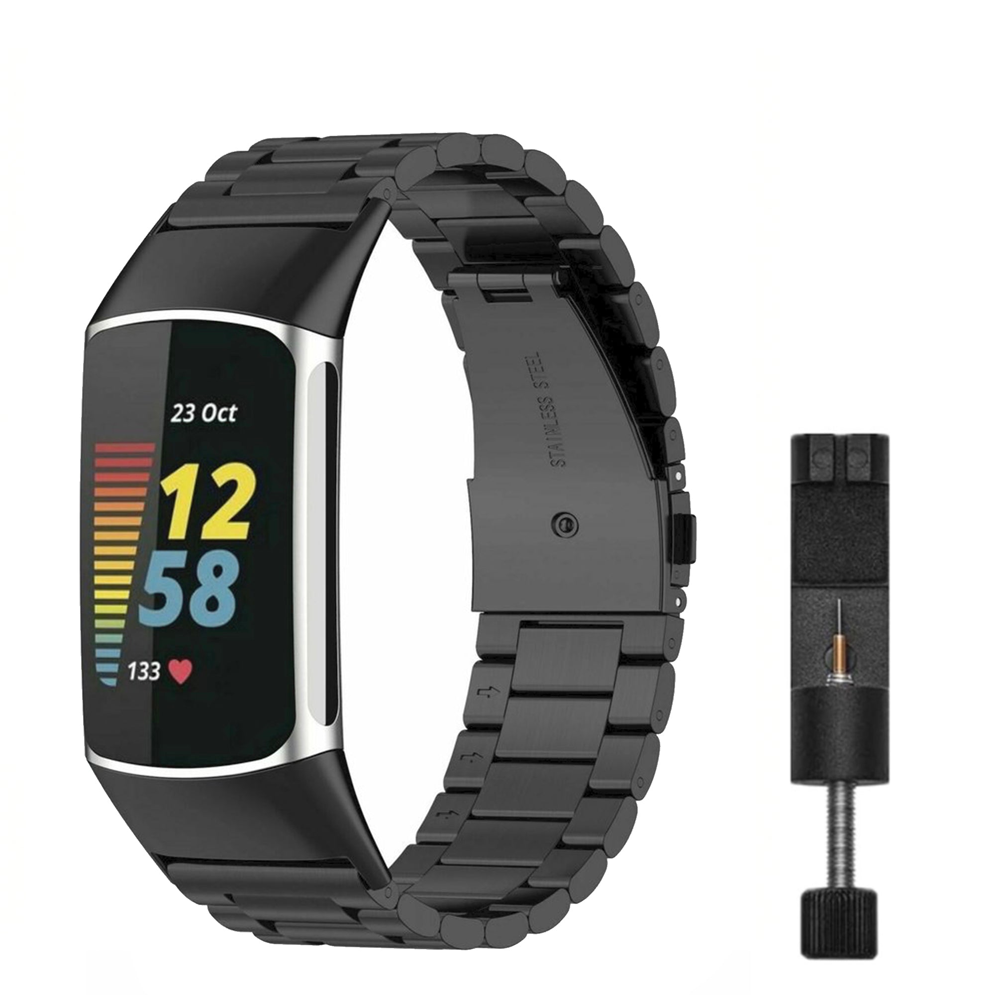 Fitbit charge 5/6 link band - black