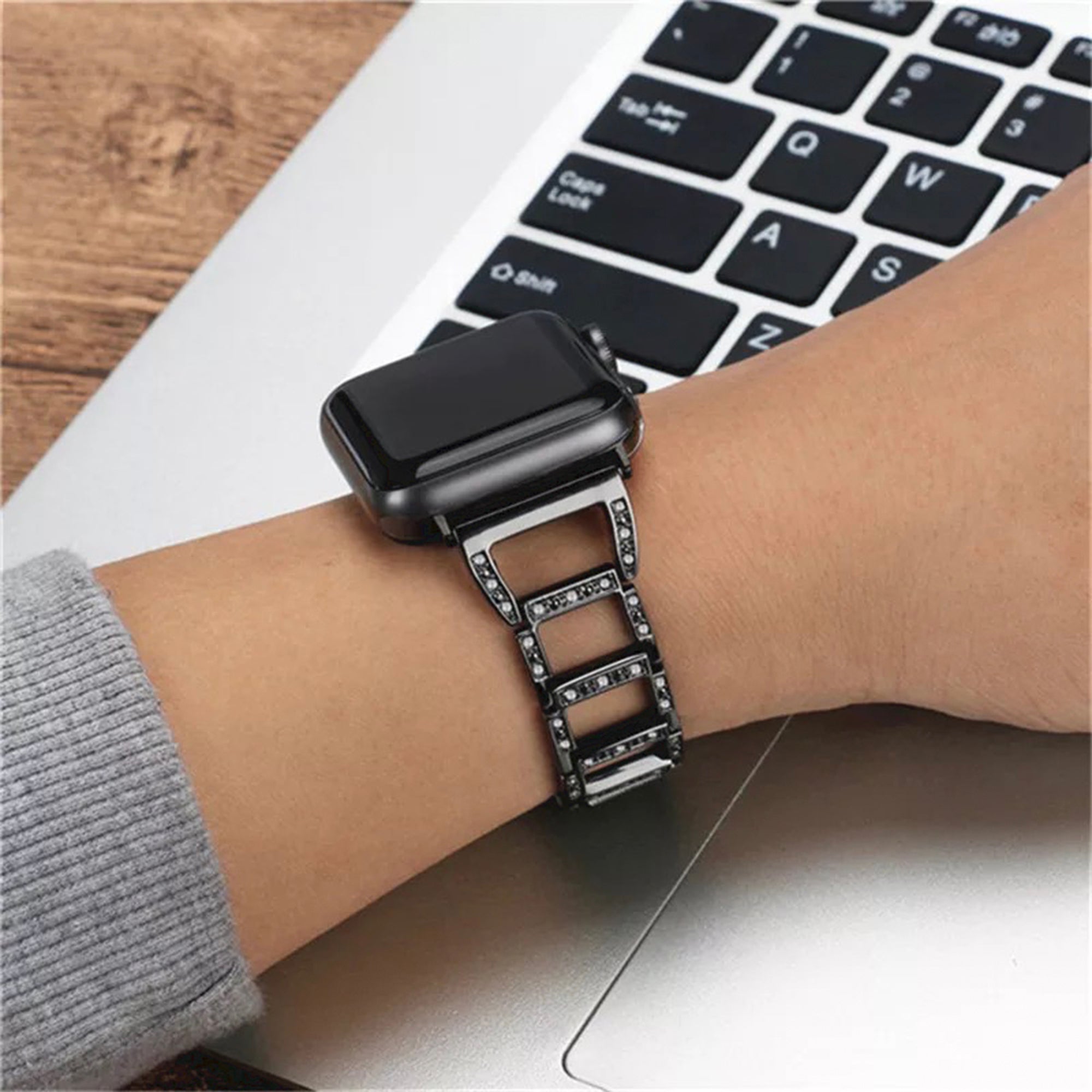 Apple Watch diamond open link strap - black