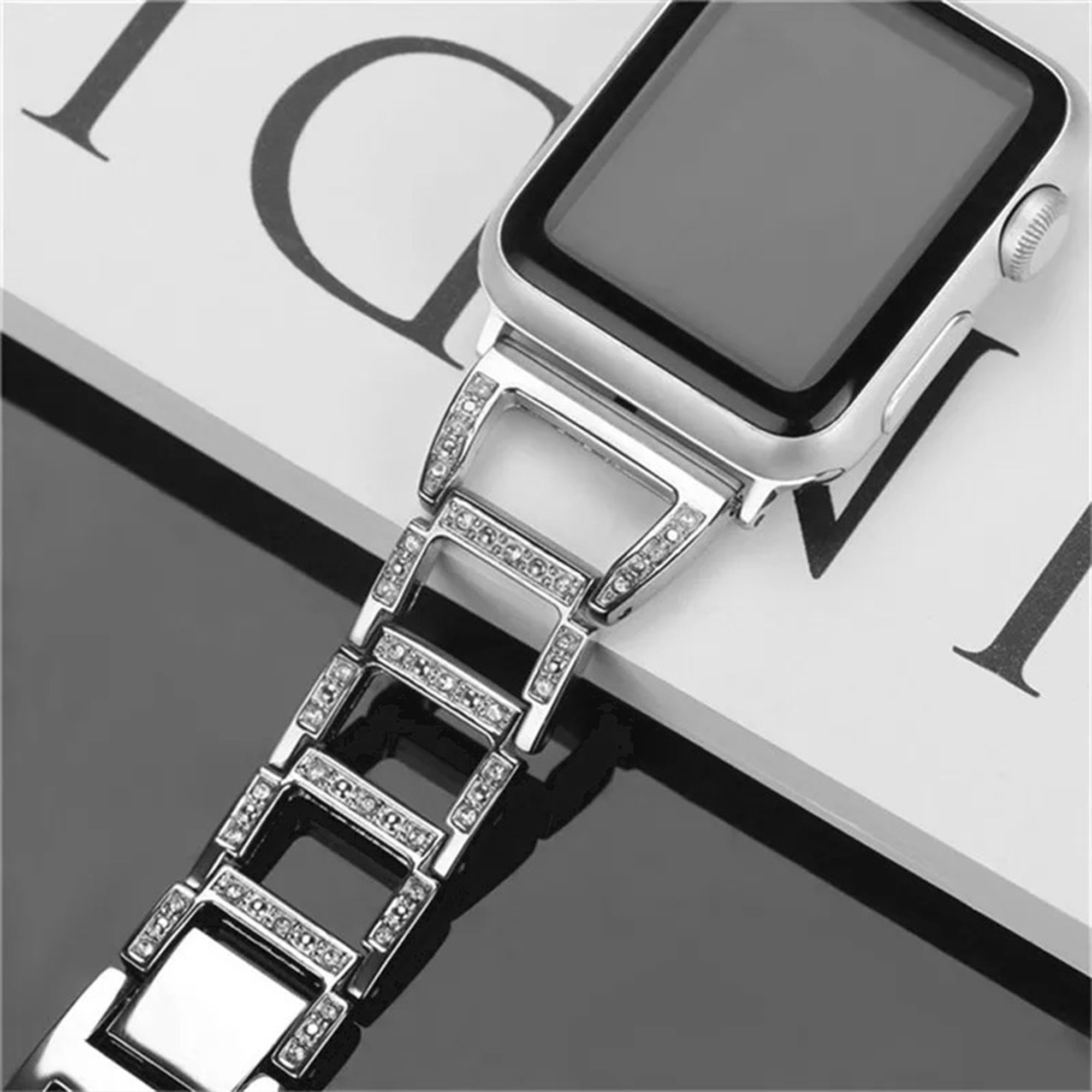 Apple Watch diamond open link strap - silver