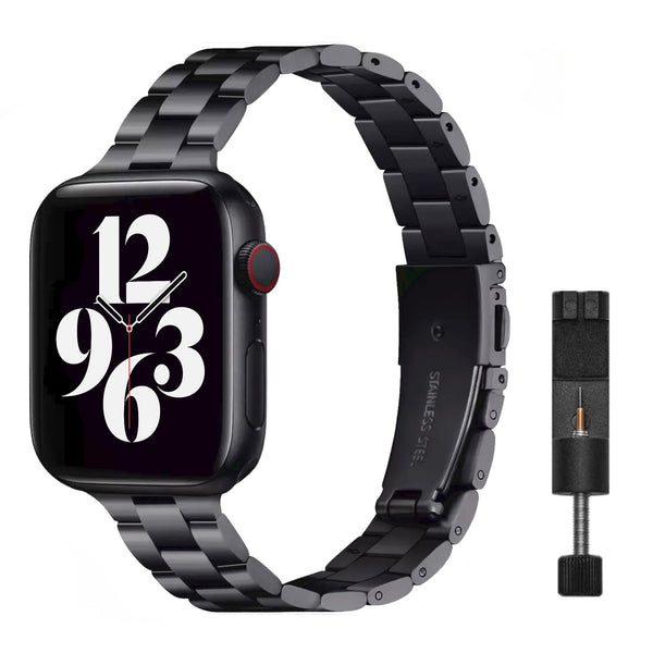 Apple Watch stalen schakelband slim - zwart