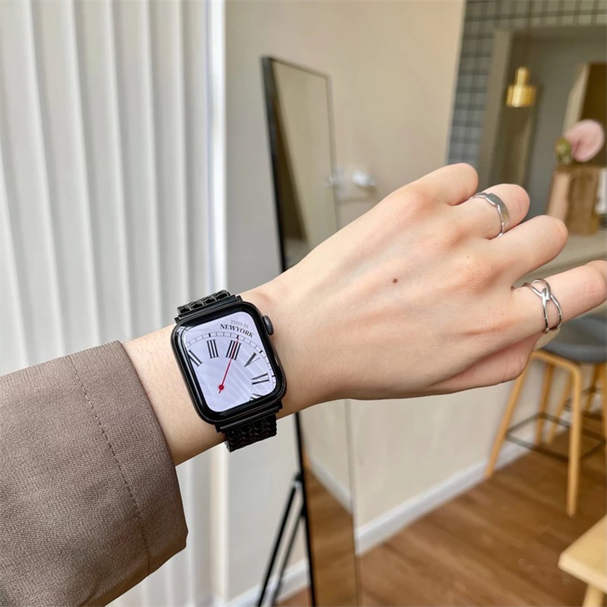 Apple Watch Fischgrätenarmband – Schwarz