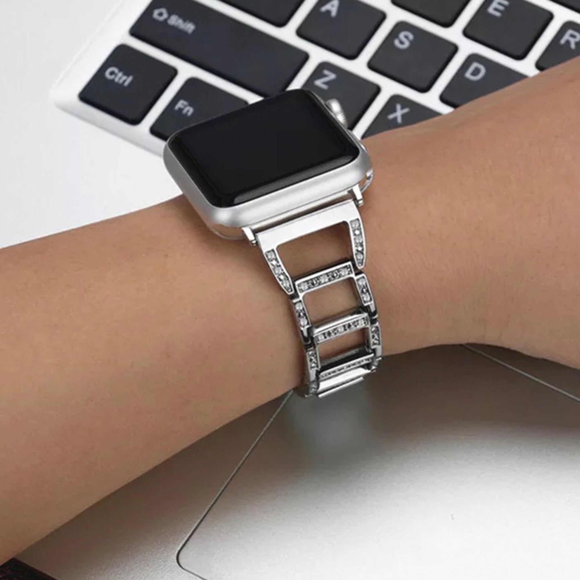 Apple Watch diamond open link strap - silver