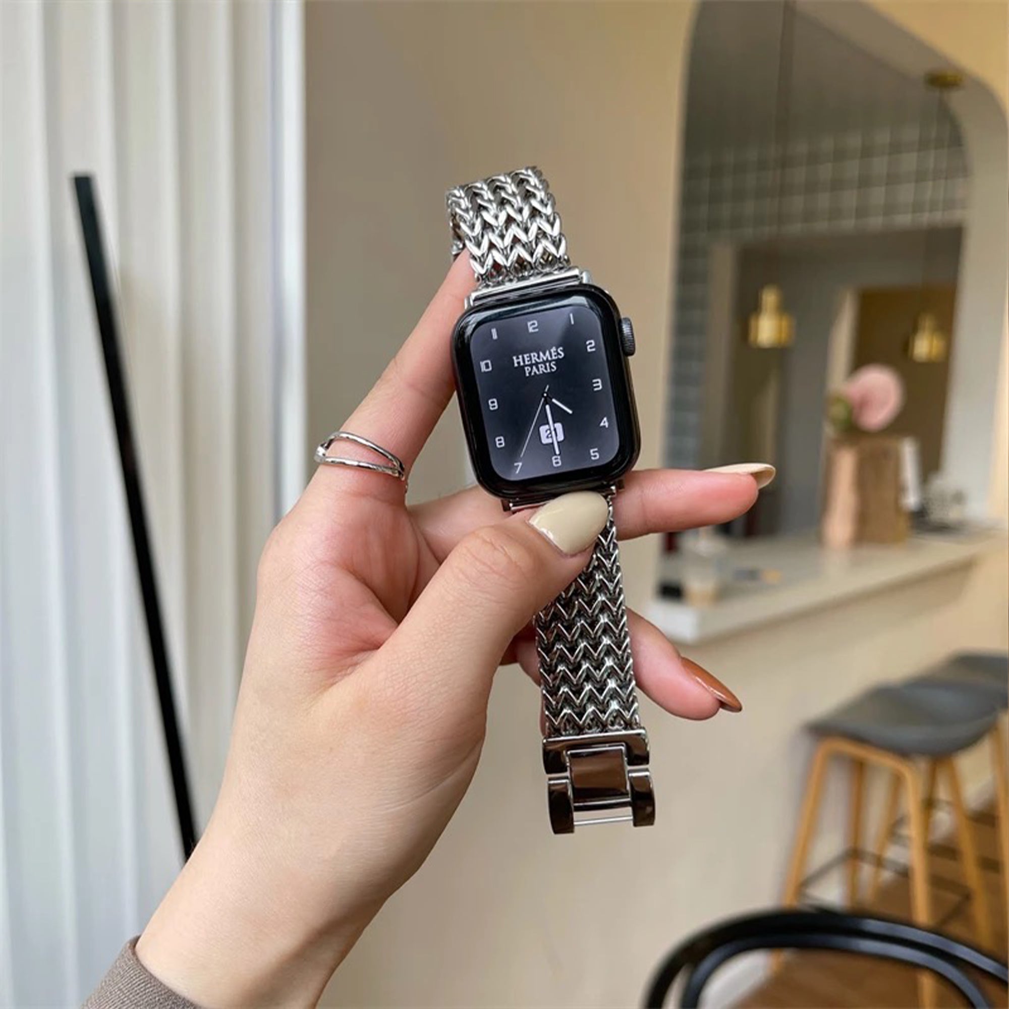Apple Watch Fischgrätenarmband – Silber