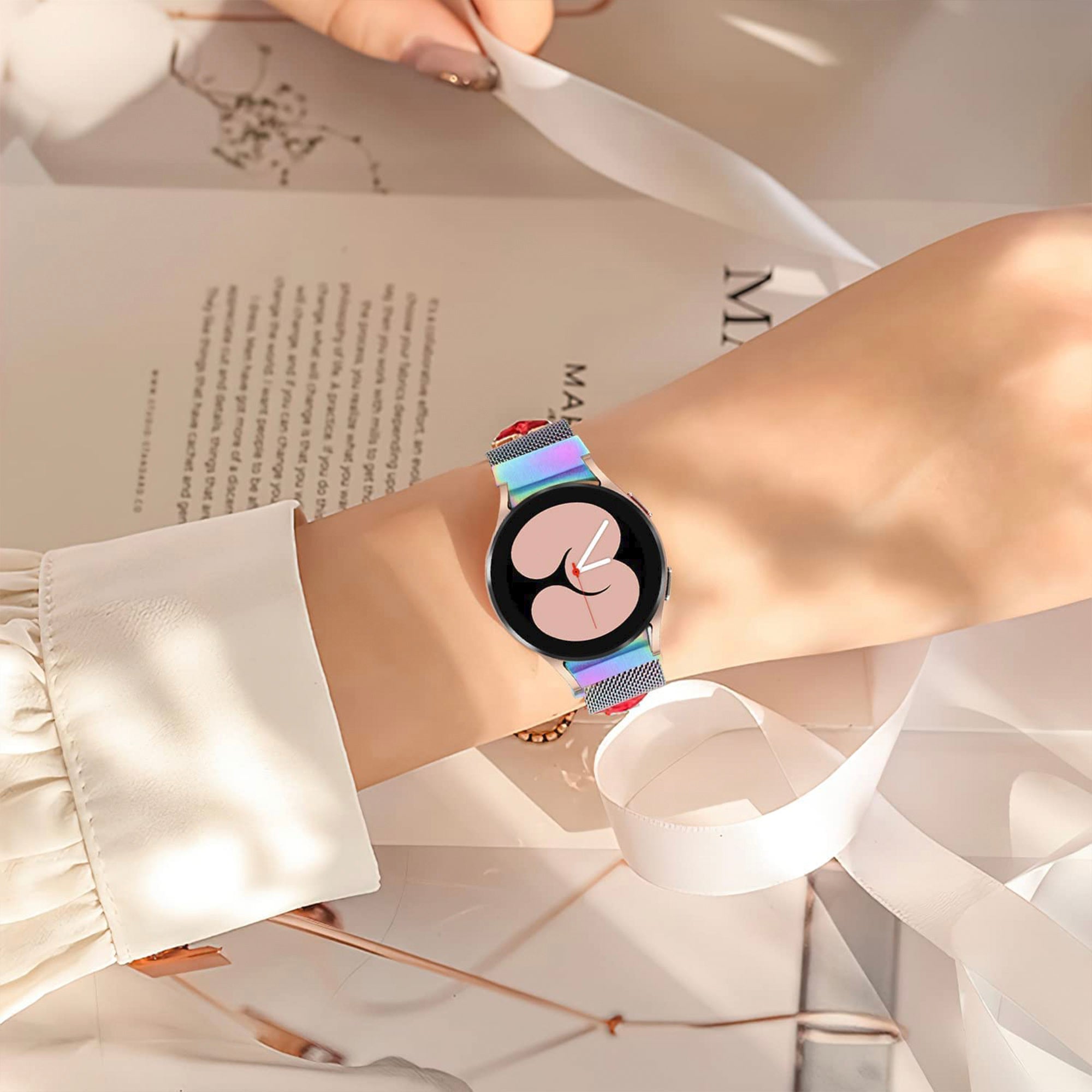 Samsung Galaxy Watch Milanaise-Armband für Uhr 4/5/5pro – Regenbogen