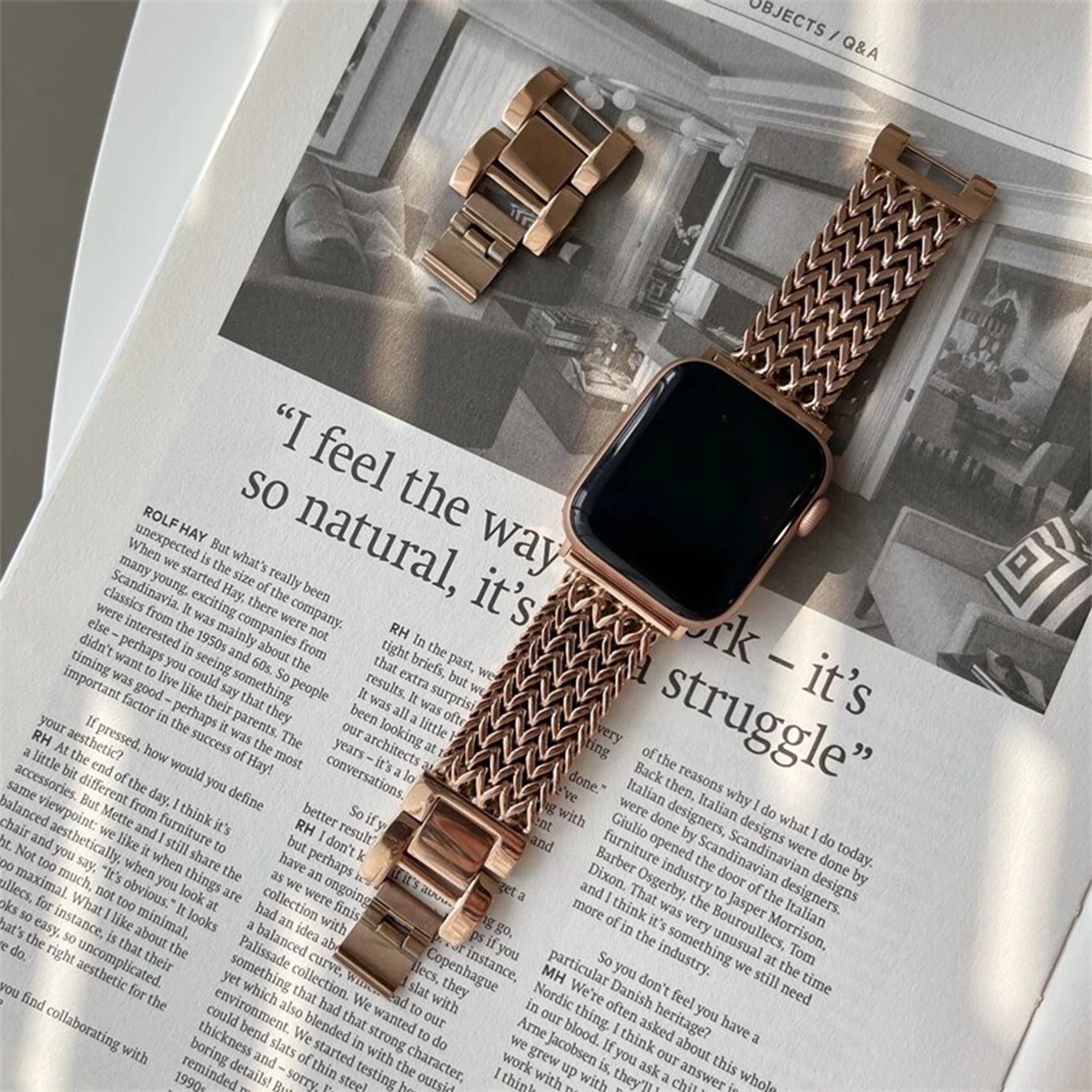 Apple Watch Fischgrätenarmband – Rose