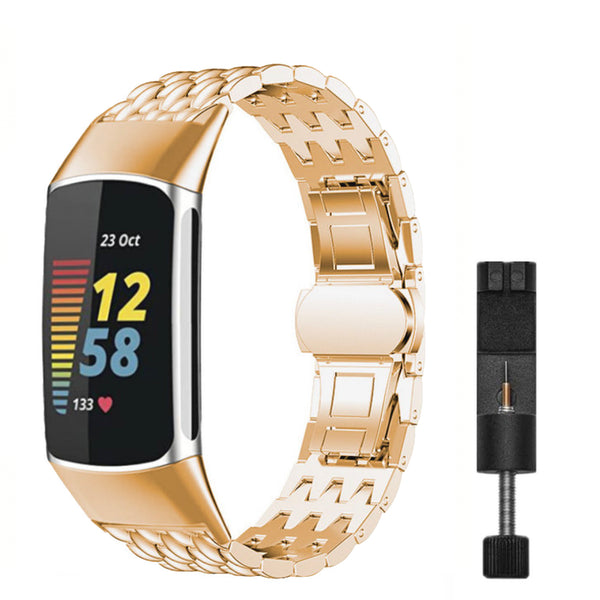 Fitbit charge 5/6 dragon strap - rose gold