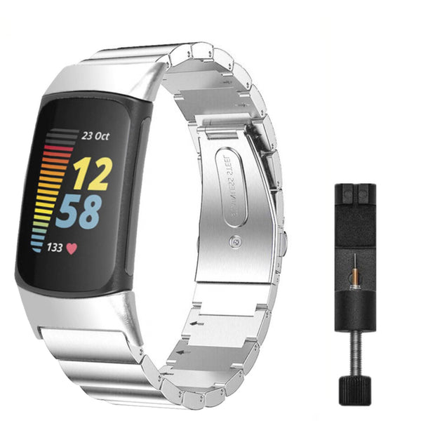 Fitbit charge 5/6 steel link strap - silver