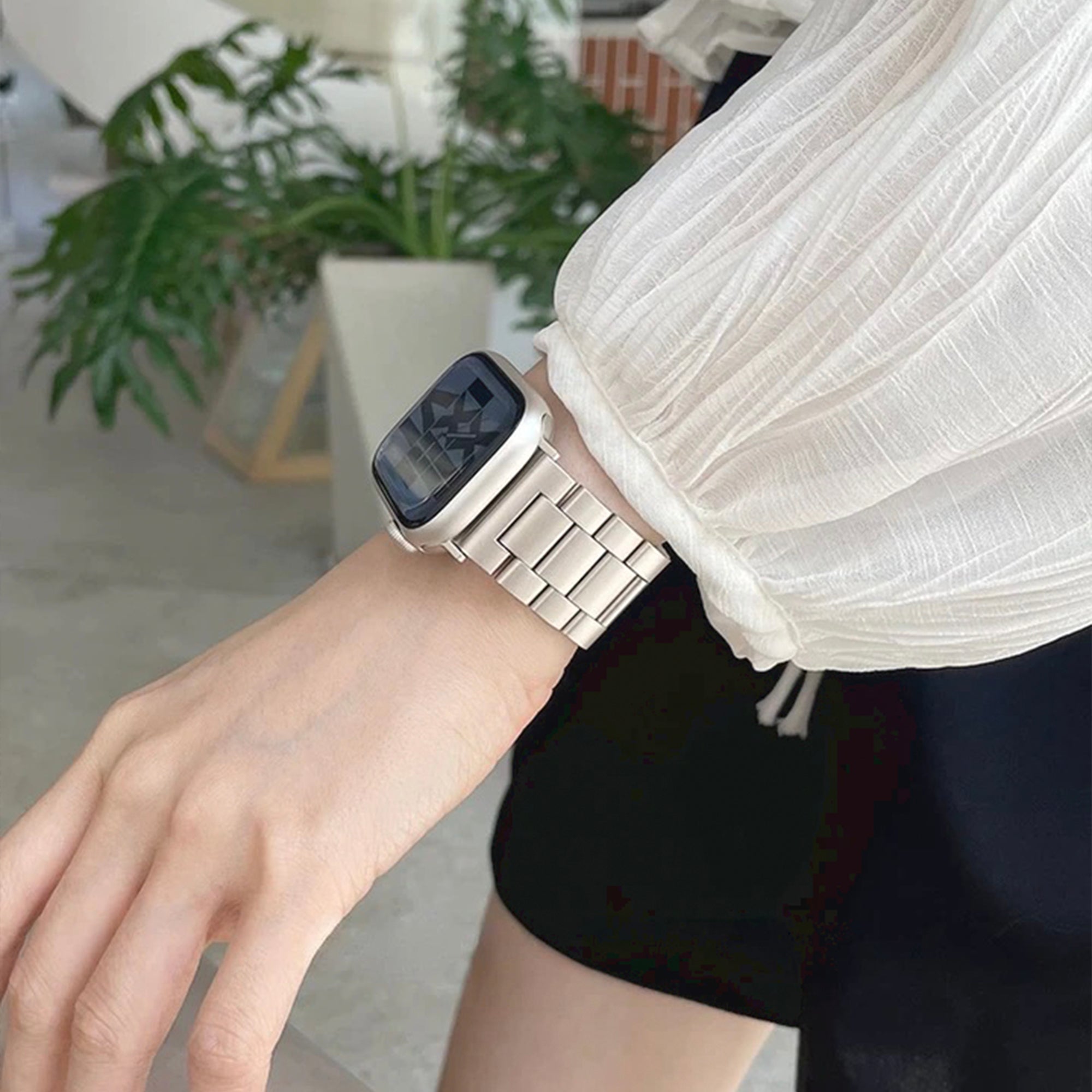 Apple Watch steel link strap - starlight