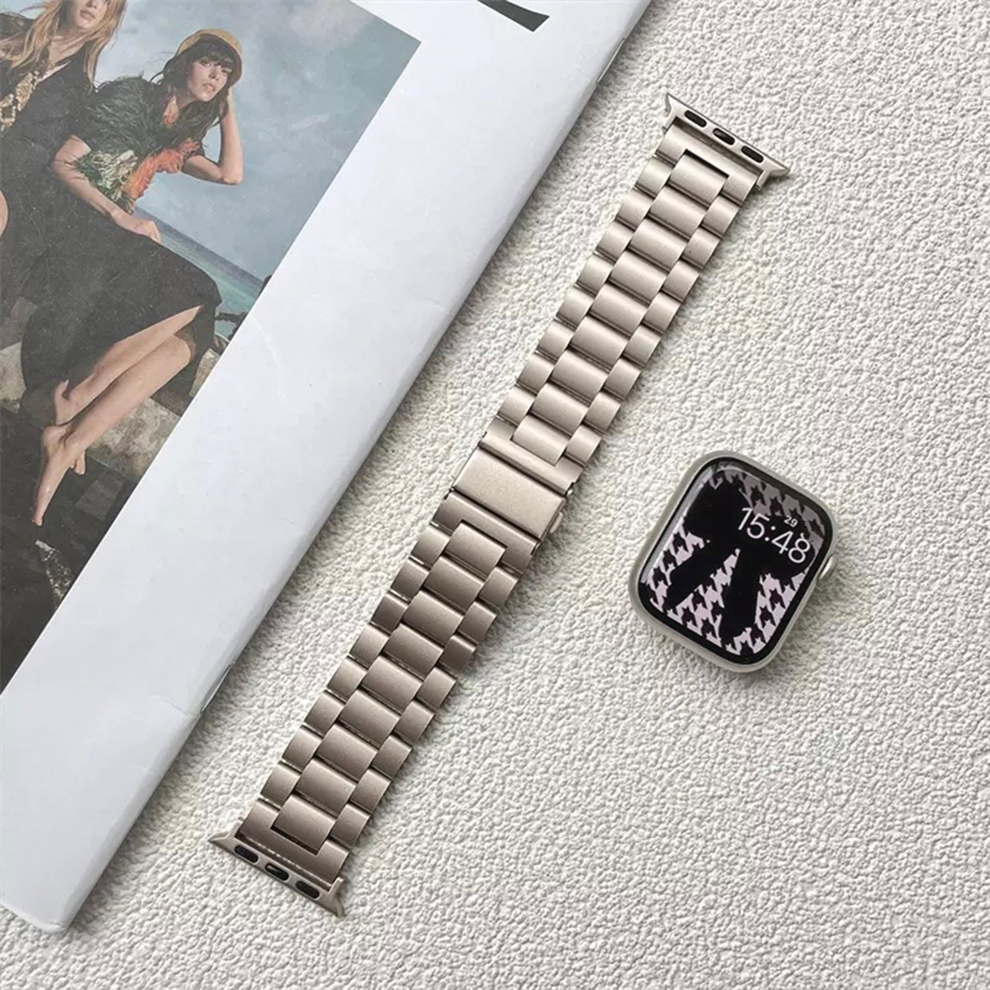 Apple Watch steel link strap - starlight