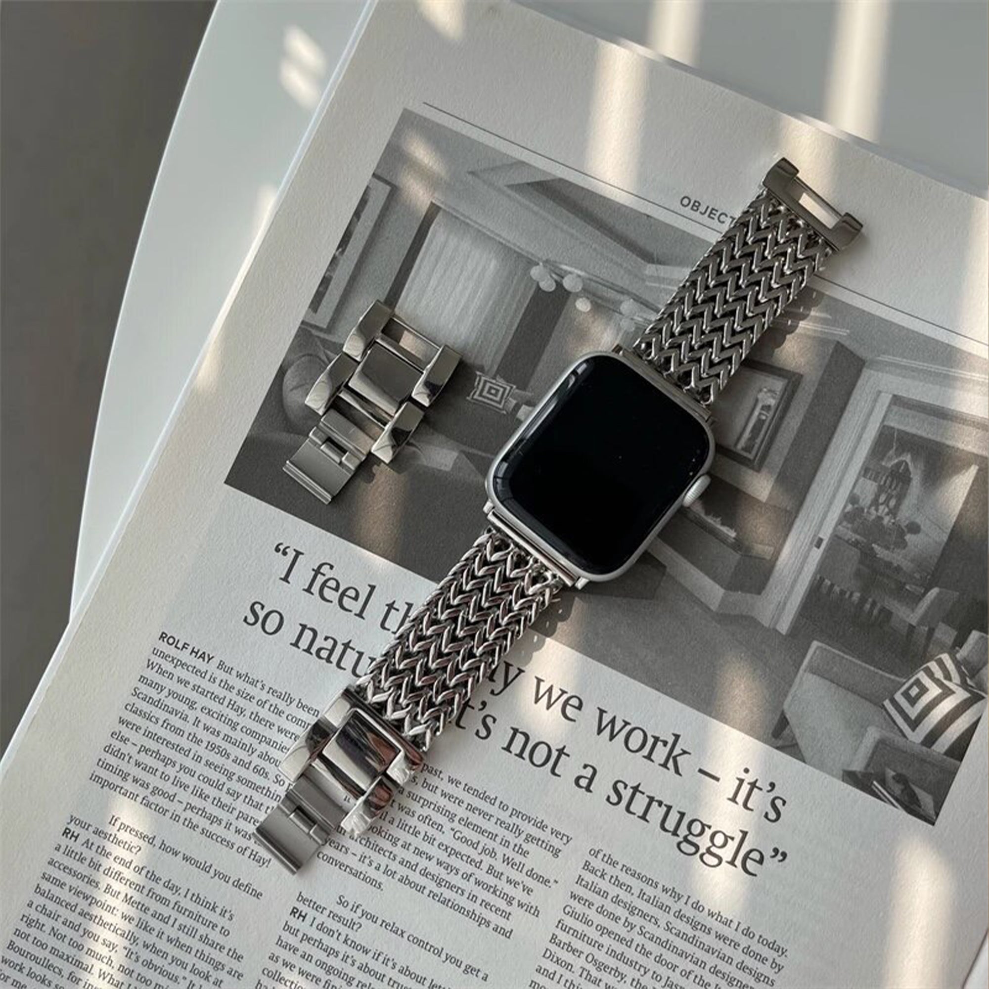 Apple Watch Fischgrätenarmband – Silber